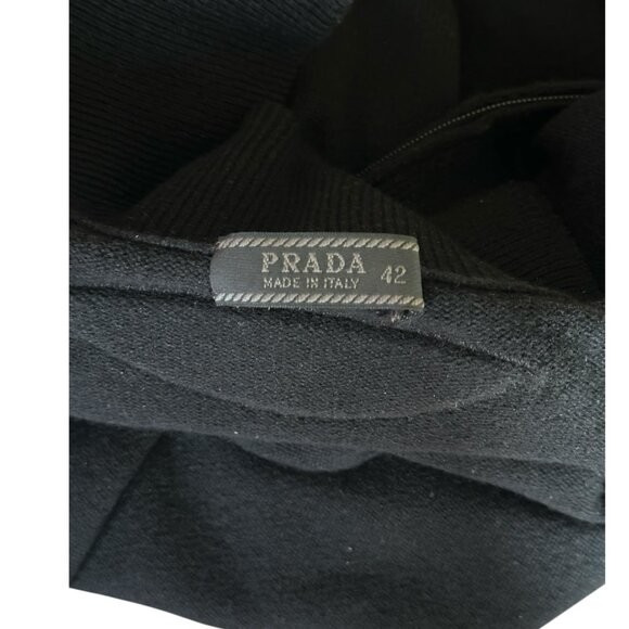 NWC Prada Black Cashmere Zippered Sweater Leather Accents - Picture 5 of 12
